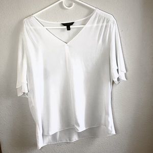 White Short Sleeve Chiffon Blouse
